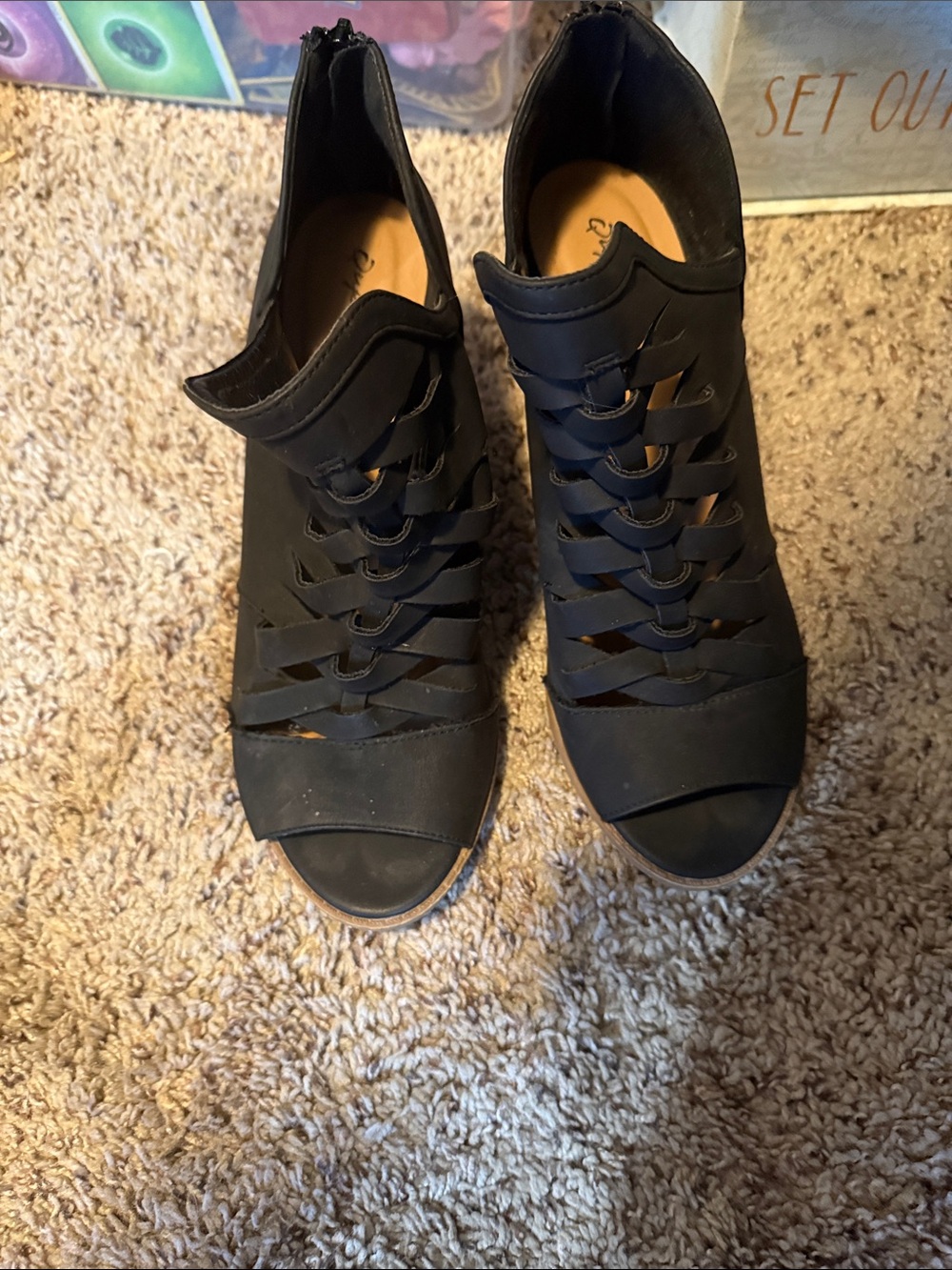Jessica Simpson Black Cage Open-Toe Heels